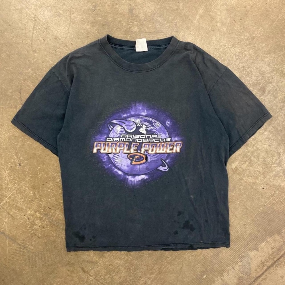 Vintage Y2K Arizona Diamondbacks Purple Power MLB Baseball T-Shirt Size XL